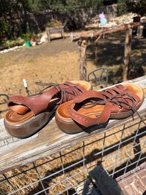 Dansko Brown Leather Platform Sandals
